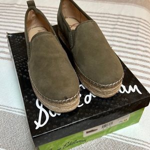 Sam Edelman Carrin platform suede moss espadrille slide